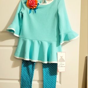 ~NEW~ Rare Editions - Boutique 2Pc. Toddler Girls Knit Top & Legging Set - Mint